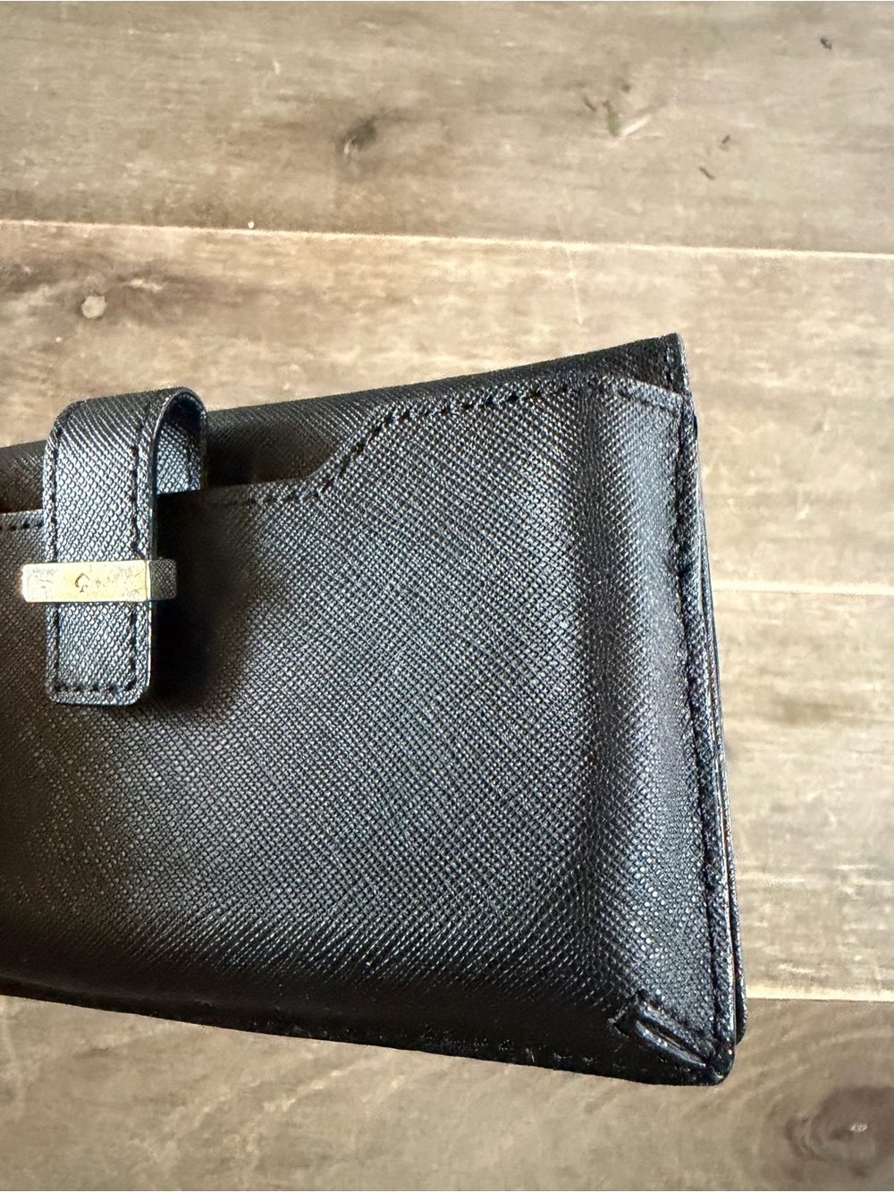 Kate Spade Black Saffiano Card Holder Wallet with Gold Logo